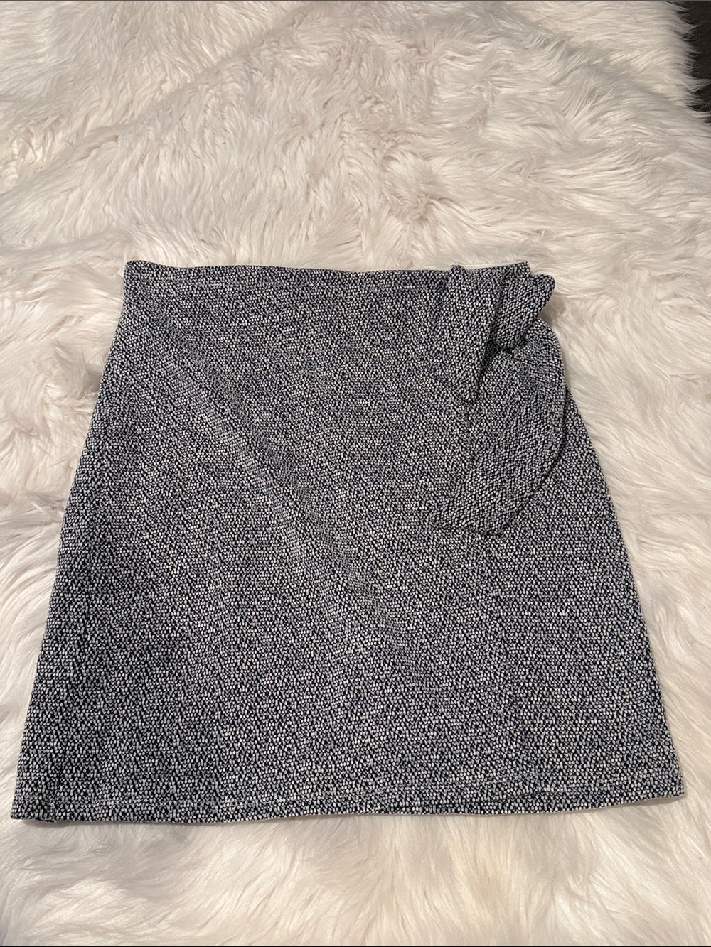 LOFT Black and White Mini Skirt with Side Tie